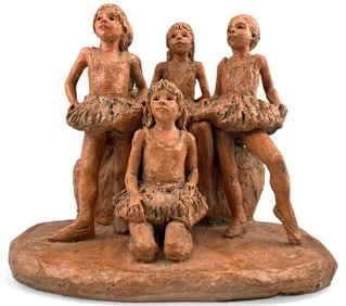 Marianne de Hatten Groh (French-American, 1935-2025), My Ballet Class, Terra Cotta