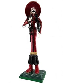 Mexican Folk Art Painted Wood & Papier Mache Calaca Figure