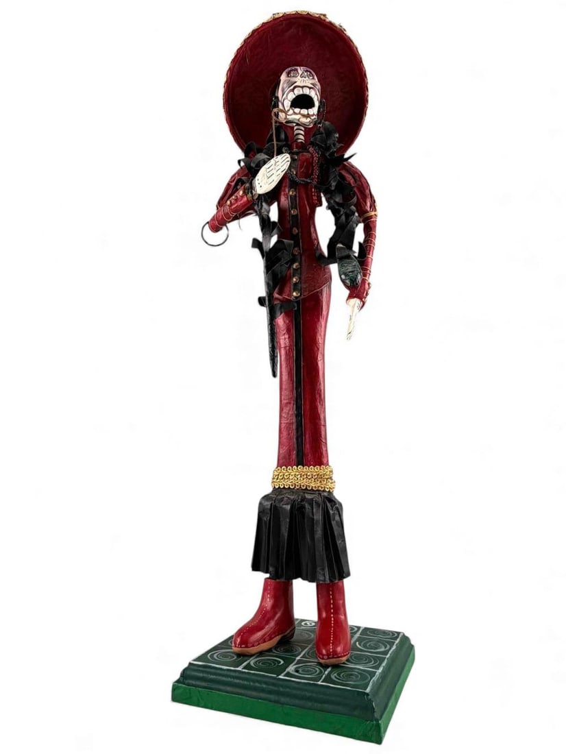 Mexican Folk Art Painted Wood & Papier Mache Calaca Figure (1 of 17)