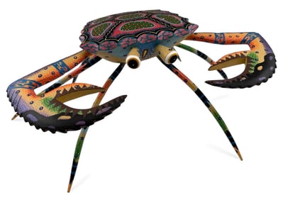 Joaquin Hernandez Vasquez, Oaxacan Folk Art Painted Wood Crab Figure