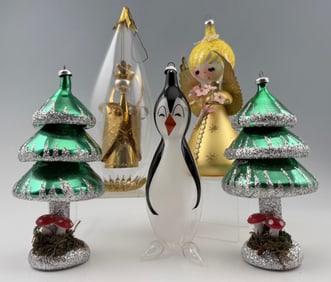 Grouping Of Vintage Glass Christmas Ornaments