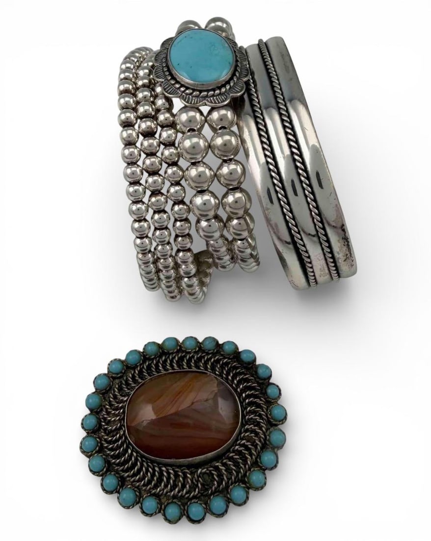 Sterling Silver Bracelets & Brooch (1 of 13)