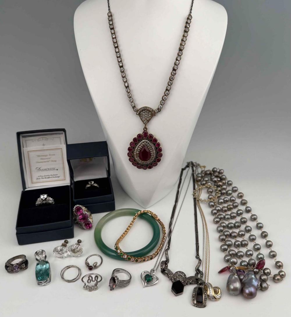 Lot Of Sterling Silver & Pearl Jewelry, Many Gem Set Pieces (1 of 18)