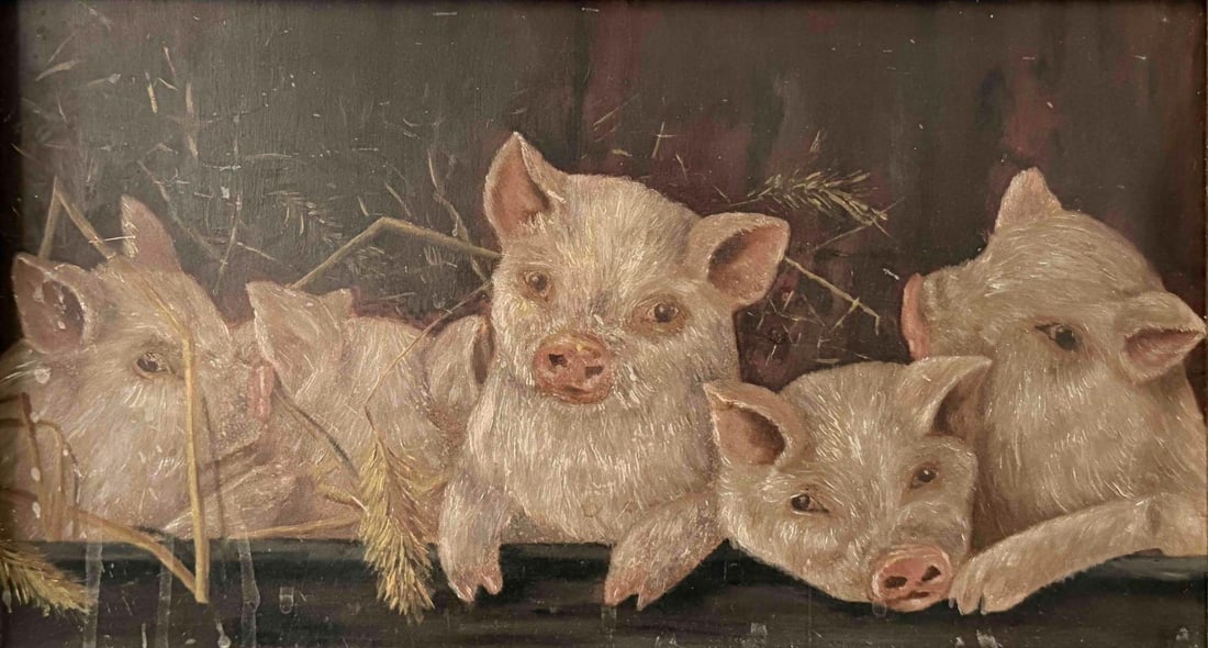 Study Of Piglets, Oil On Panel, Late 19th-Early 20th Century (1 of 15)