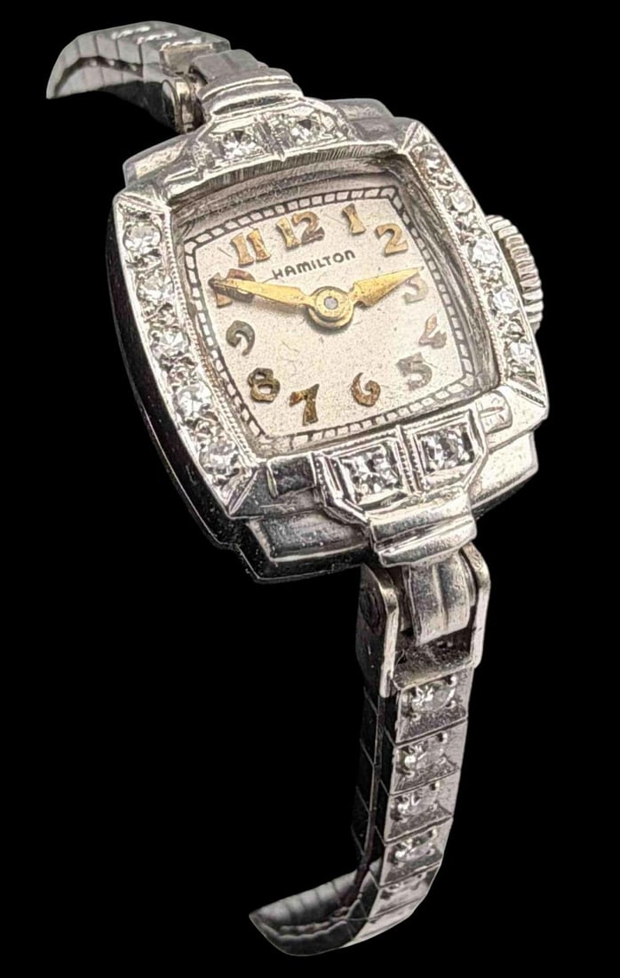 Platinum & 14K Diamond Hamilton Ladies Watch (1 of 10)