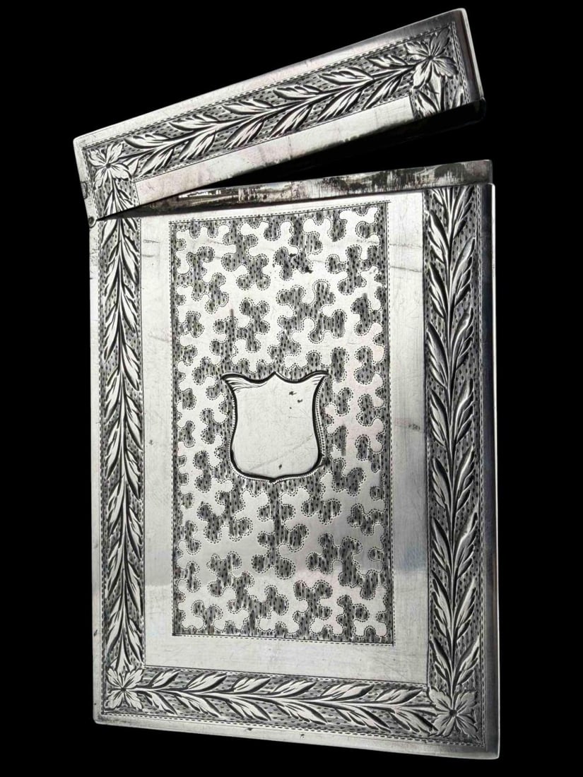 George IV Etched Sterling Silver Card Case (1 of 9)
