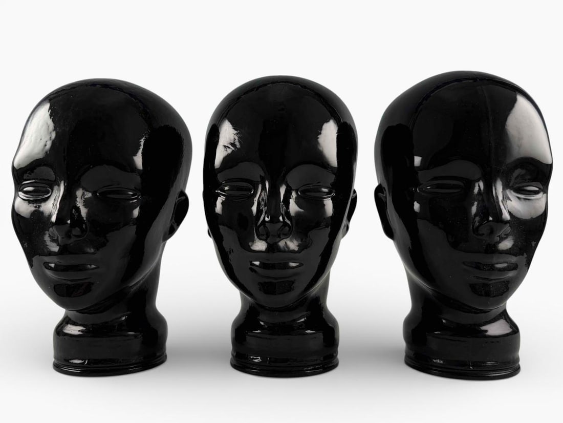 Three Black Glass Mannequin Heads (1 of 7)