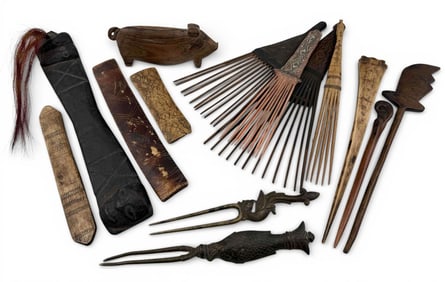 Grouping Of Tribal Hair Combs & Artifacts