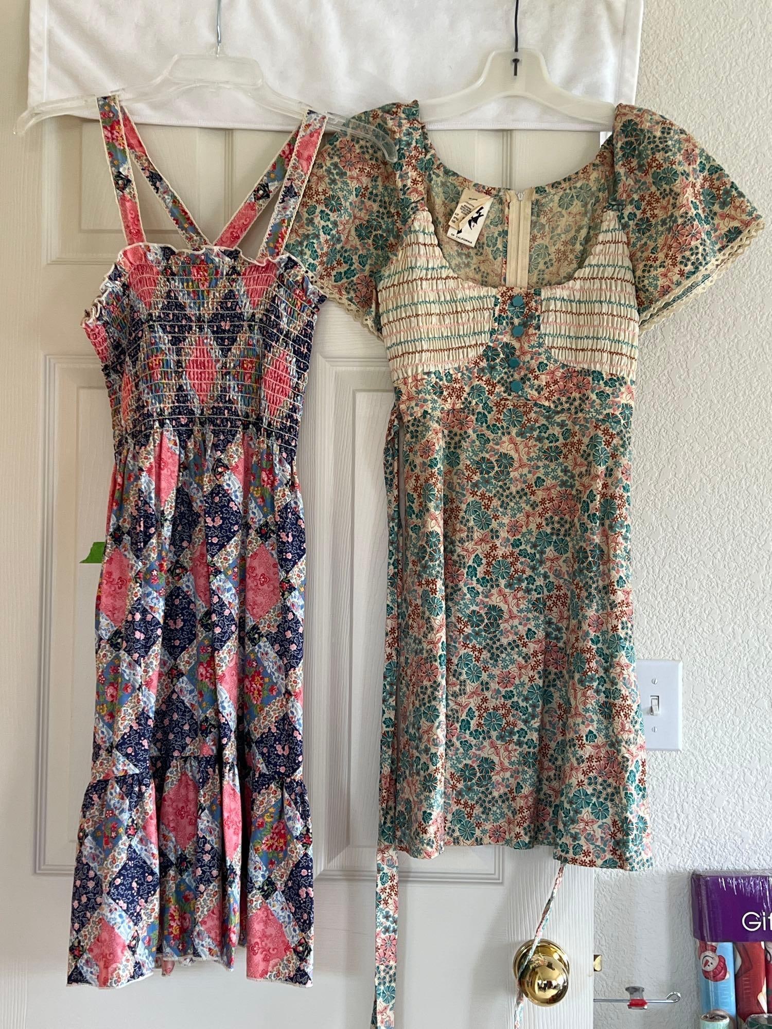 Two Vintage Dresses Circa 1970s: Two vintage dresses circa 1970s. Approximate size extra small.