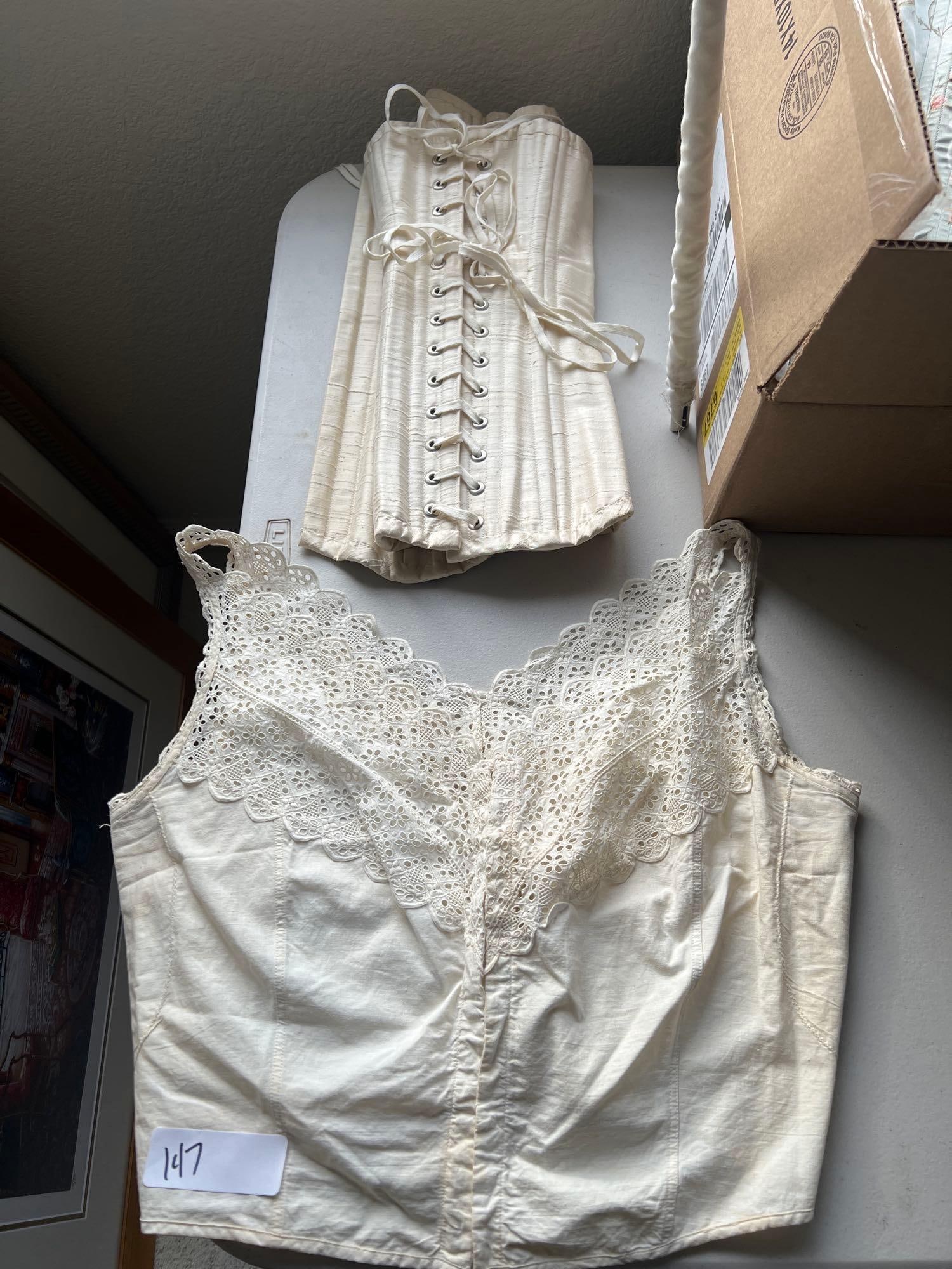 White Corset & Lace Undershirt: White corset & lace undershirt