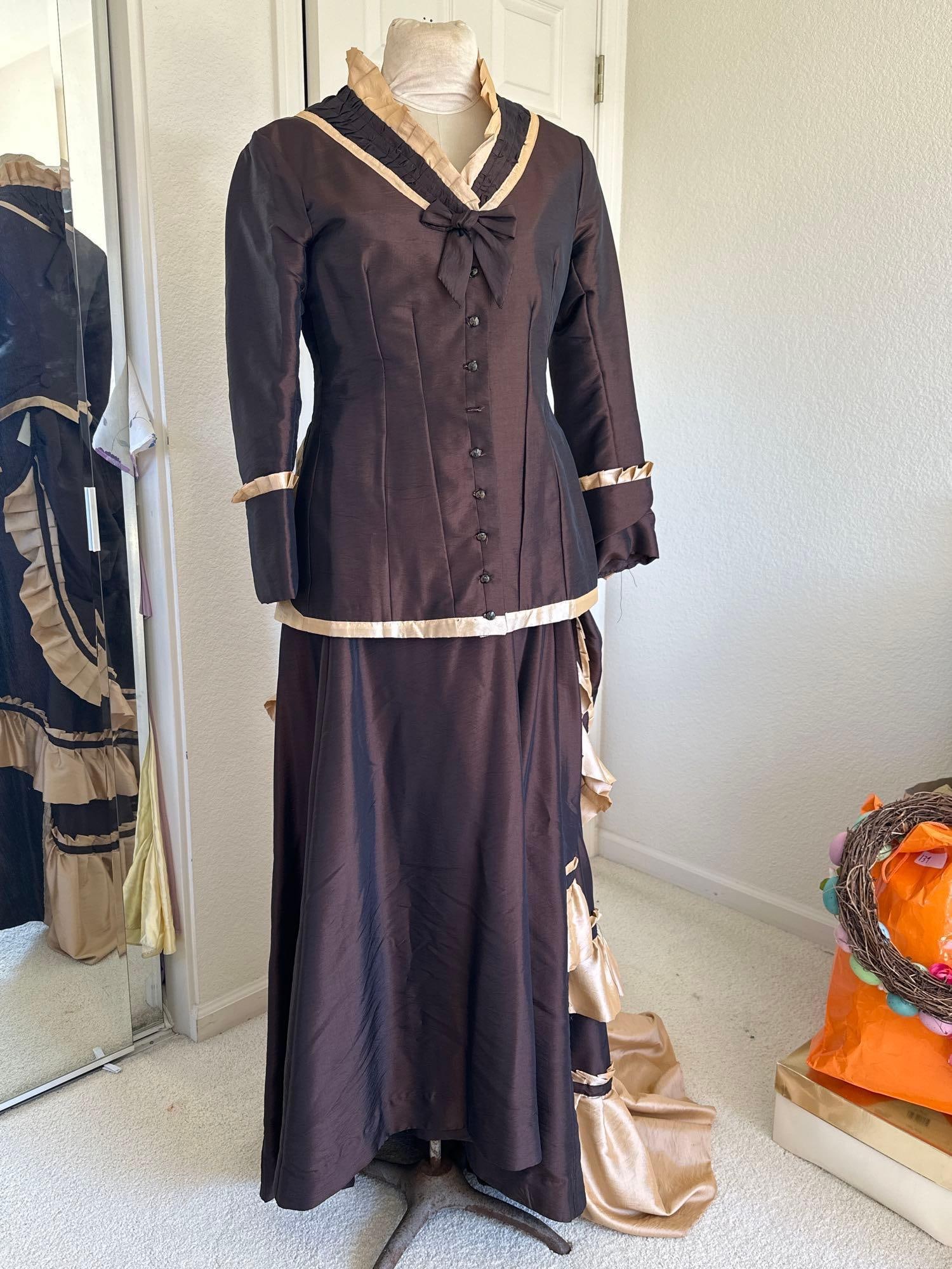 Victorian Style Two-Piece Costume Ensemble: Victorian style two-piece costume ensemble. Approximate size medium to small.