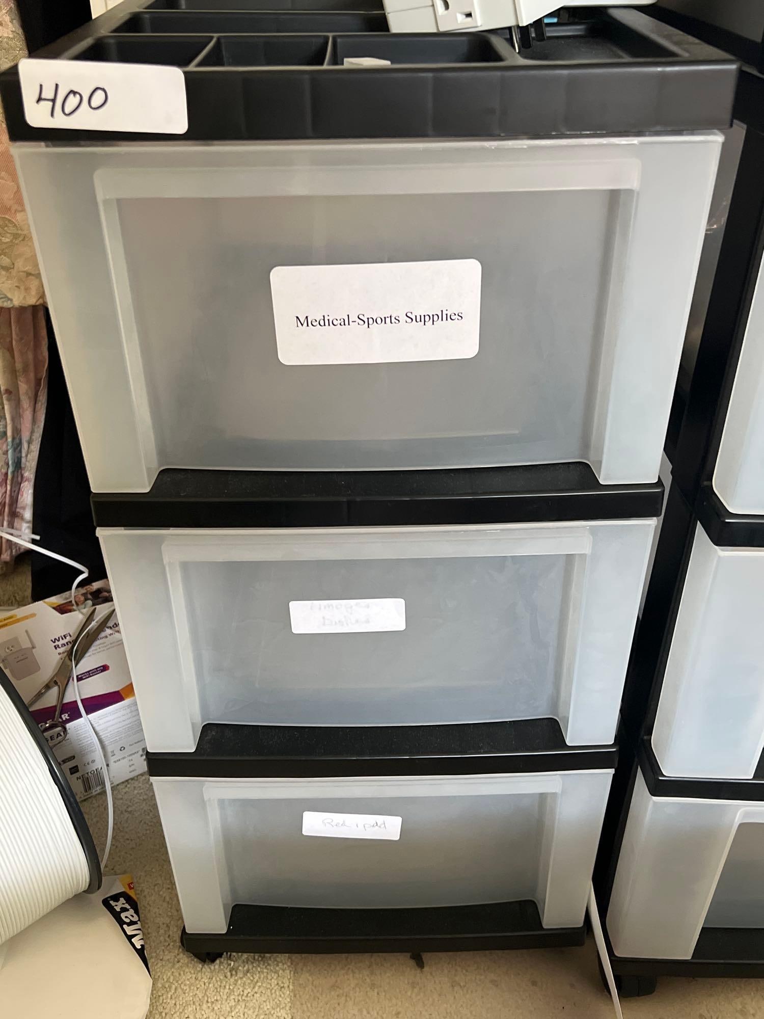 Plastic Three Drawer Storage Container: Plastic three drawer storage container.