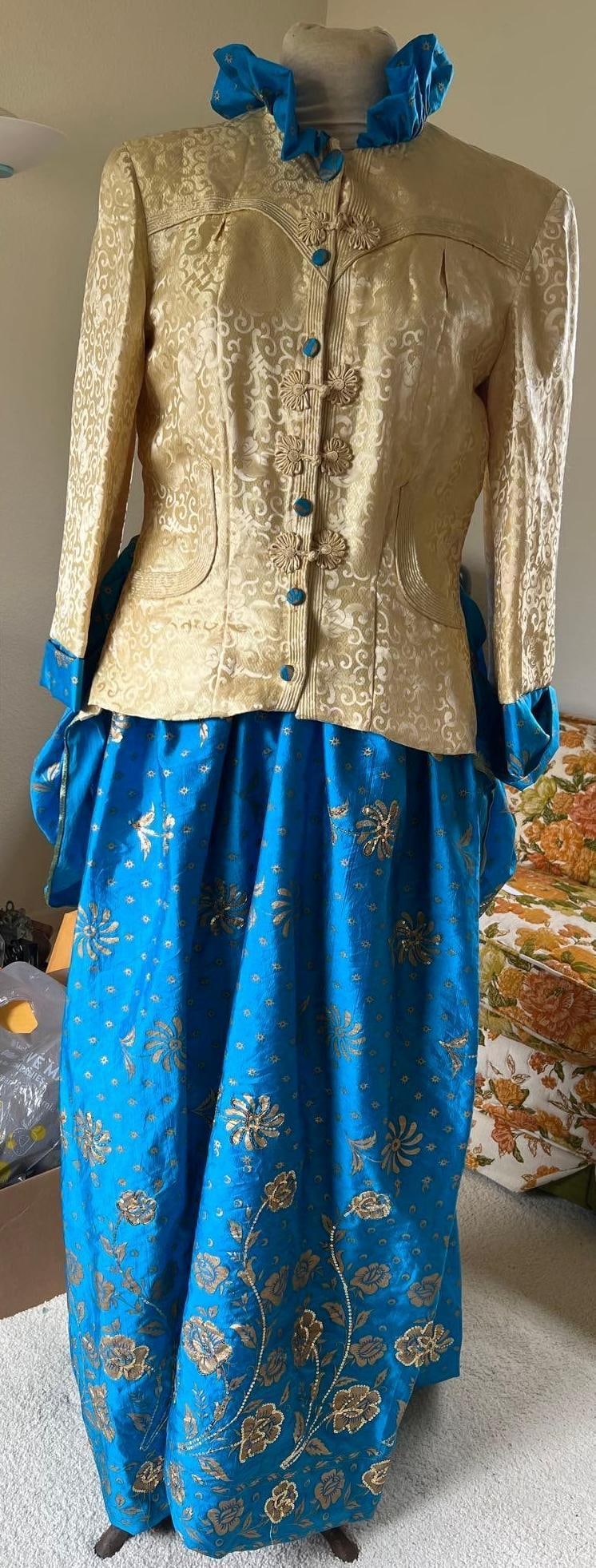 Victorian Inspired Two-Piece Gold & Blue Costume Dress (1 of 4)