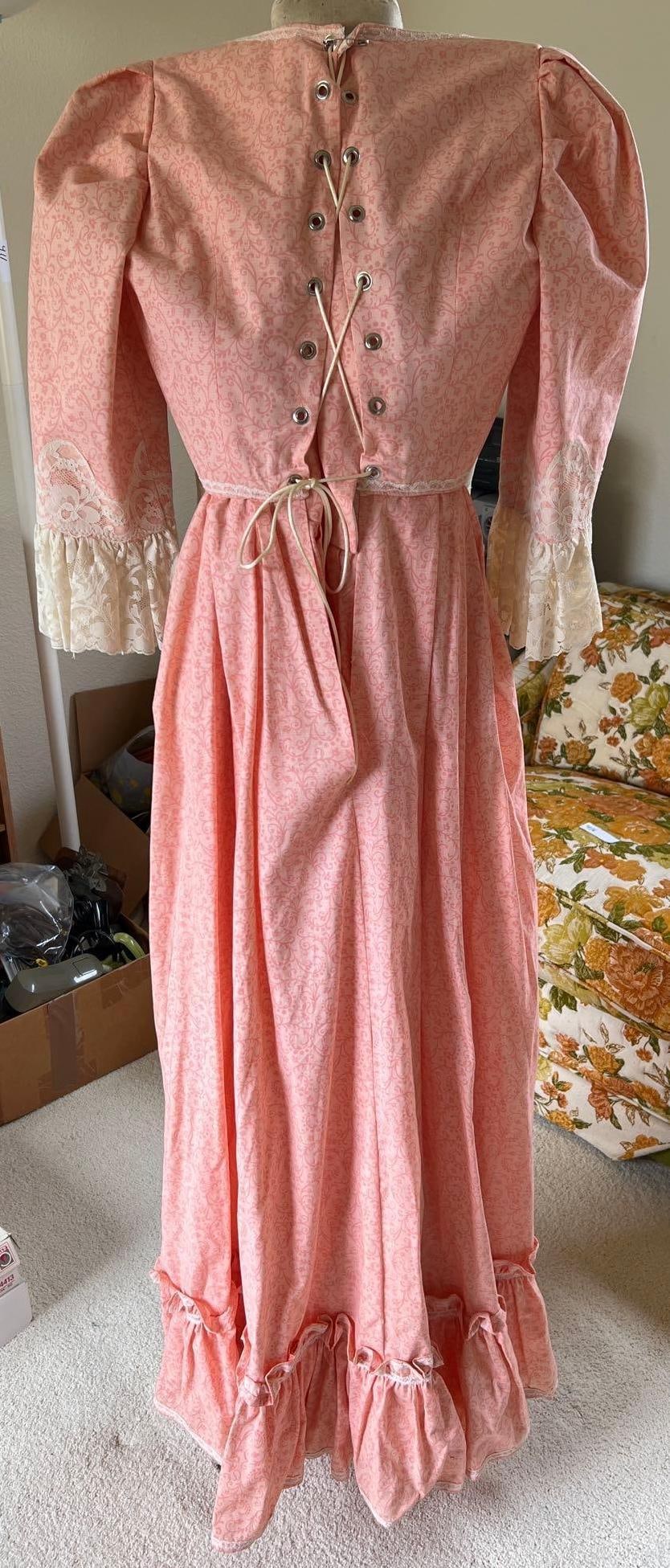 Pink Floral 19Th Century Style Ensemble: Pink floral 19th century style ensemble. Approximate size large.