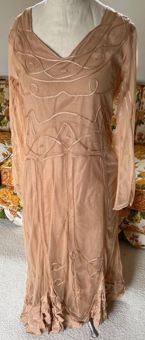 1920s Inspired Peach Dress (1 of 4)