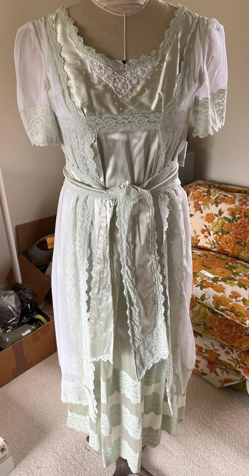 Edwardian Style Beaded Mint Colored Costume Dress (1 of 4)