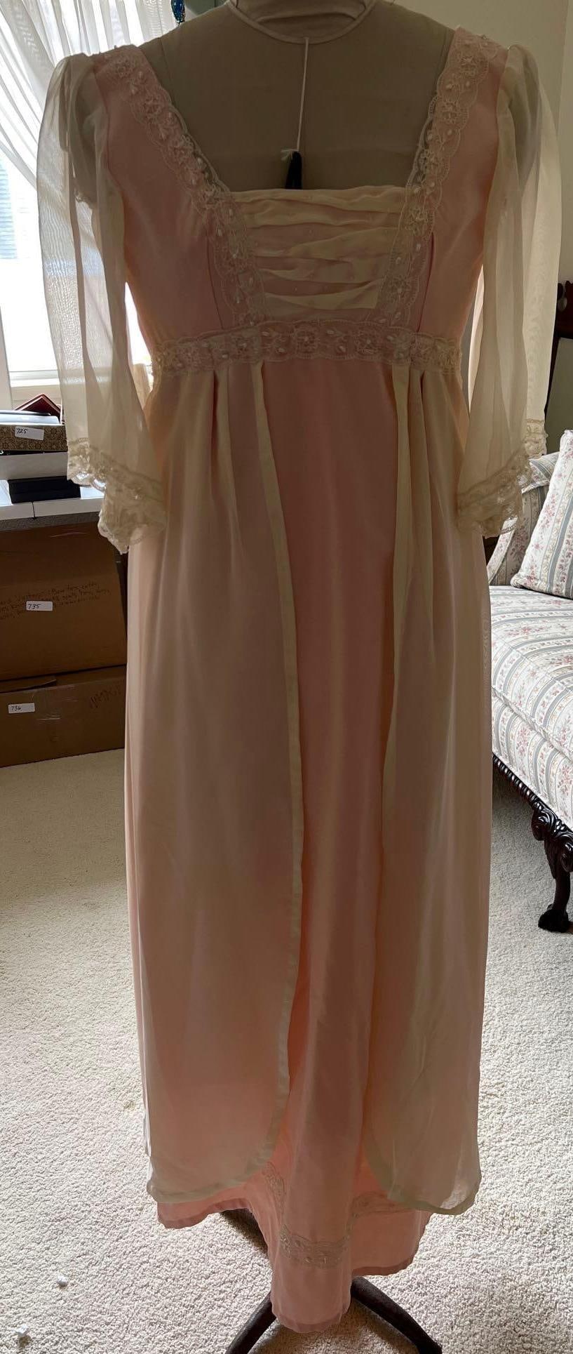 Pink Regency Style Historical Reenactment Costume: Pink regency style historical reenactment costume. Approximate size XS.