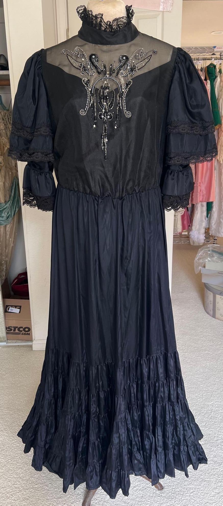 Beaded Black Victorian Inspired Gown (1 of 5)