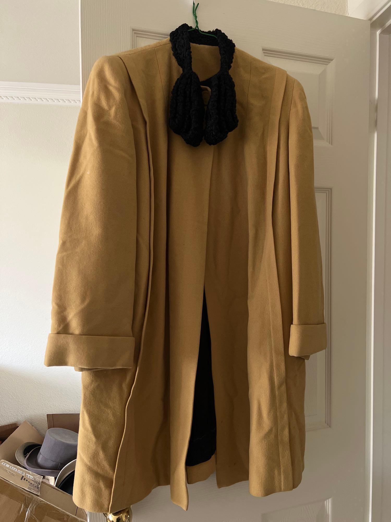 Circa 1940s Wool & Curly Lamb Coat: Circa 1940s wool & curly lamb coat. Approximate size small.