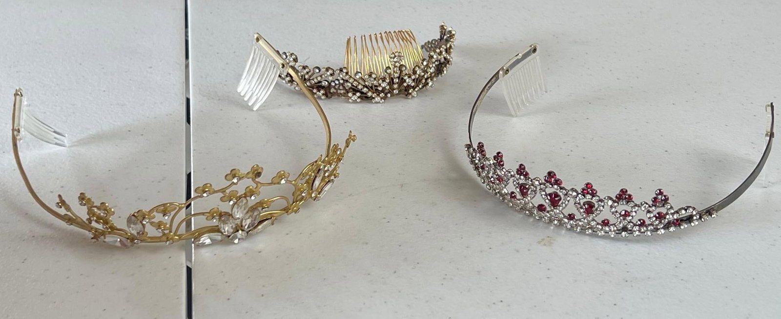 Three Tiaras Including Ellen Henderson Tiara With Original Box: Three Tiaras Including Ellen Henderson Tiara With Original Box