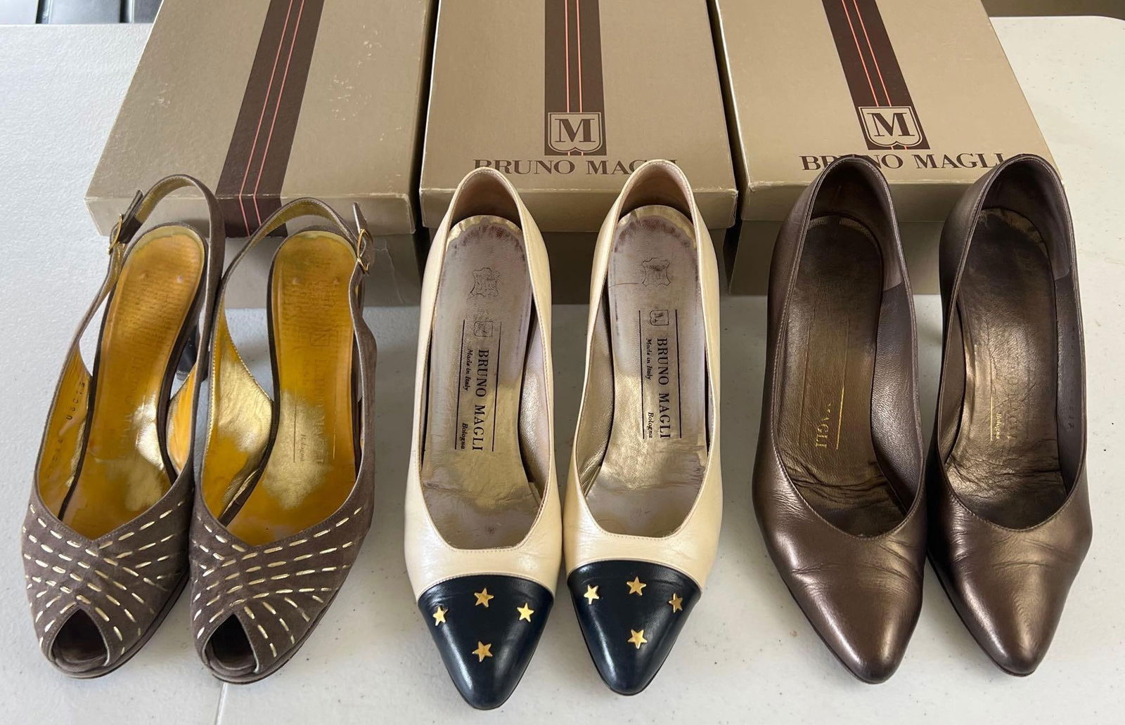 Three Pairs Of Italian Bruno Magli Leather Shoes (1 of 5)