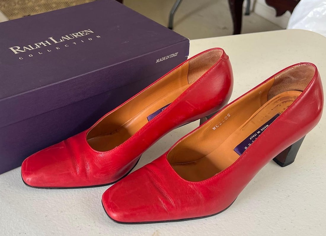 Ralph Lauren Italy Red Leather Heels: Ralph Lauren Italy Red Leather Heels. Size 6.5.
