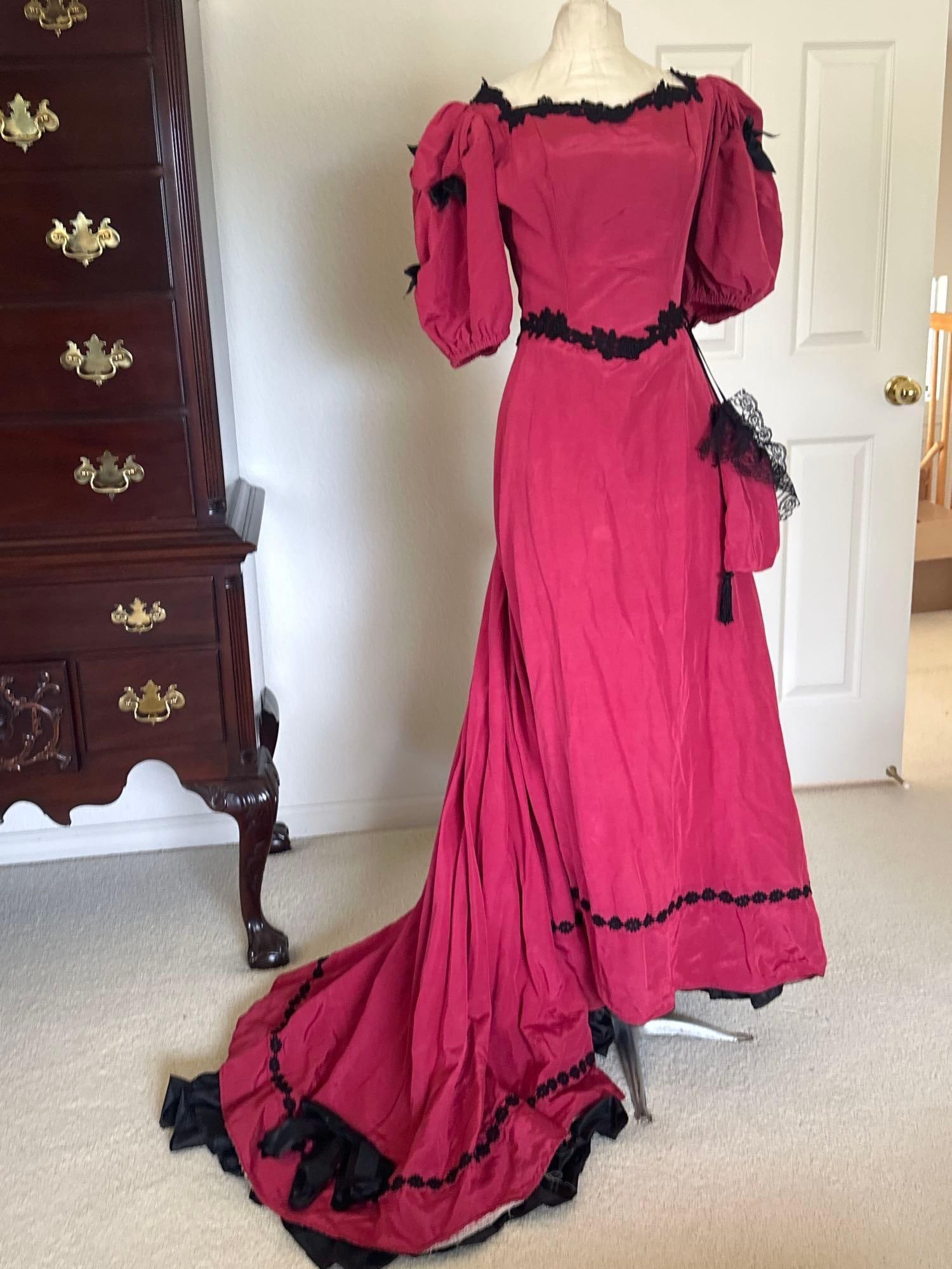 Victorian Style Red And Black Costume Gown (1 of 10)