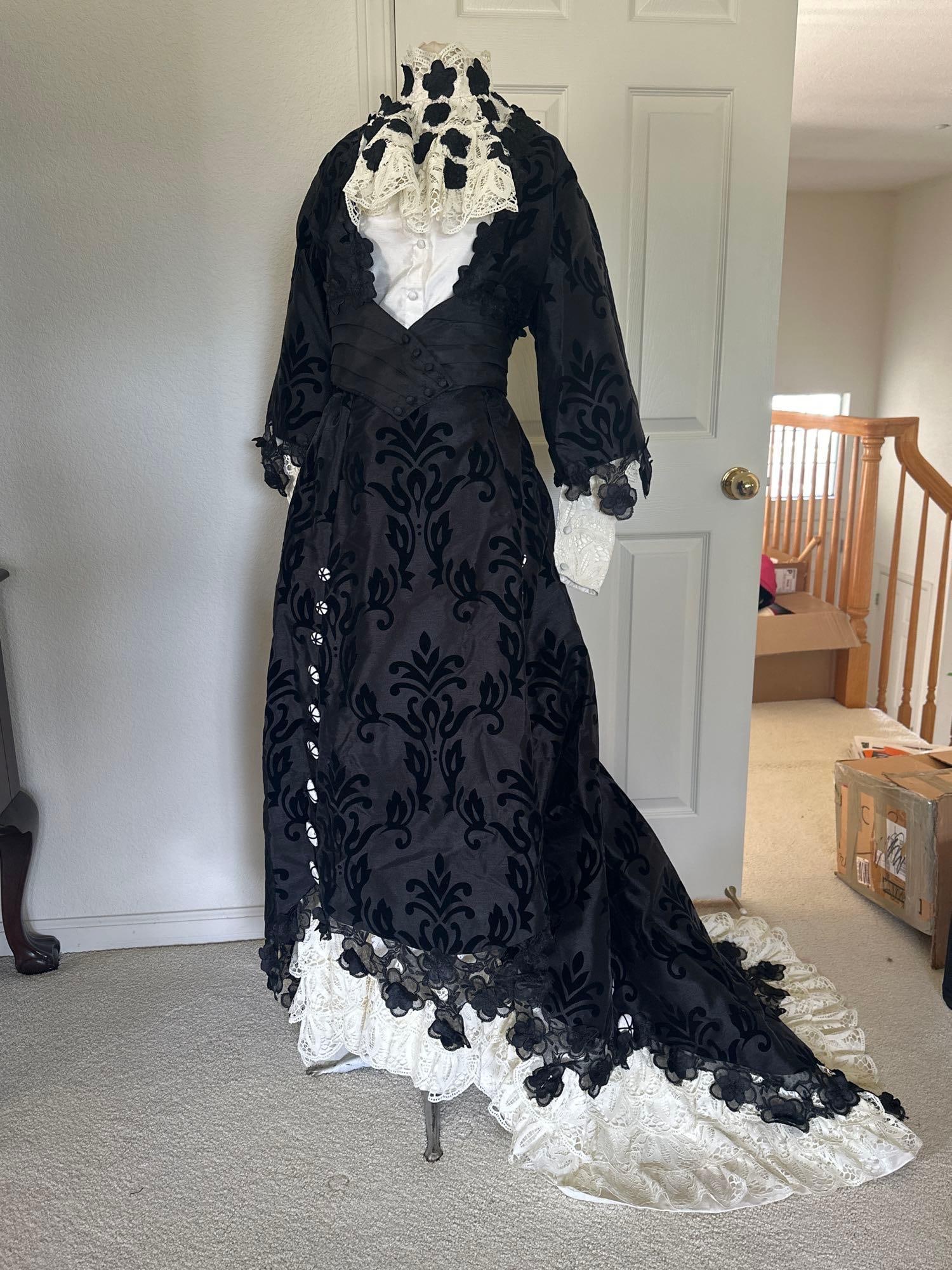 Victorian Style Black & White Costume Gown (1 of 11)