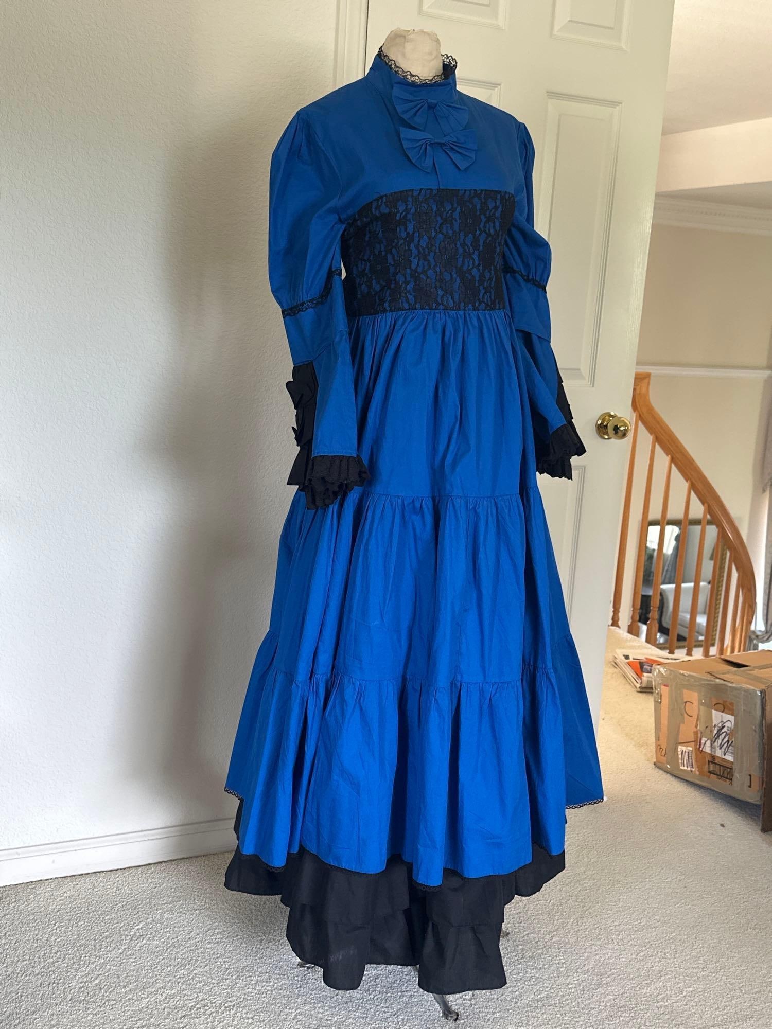Victorian Style Blue And White Costume Dress (1 of 5)