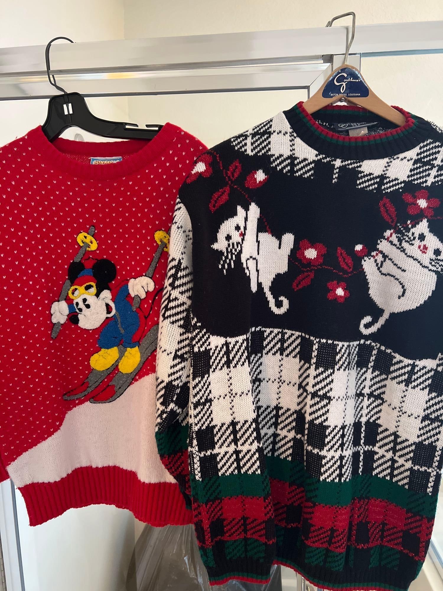 Vintage Christmas Sweaters: Vintage Christmas sweaters. Approximate sizes small to medium.