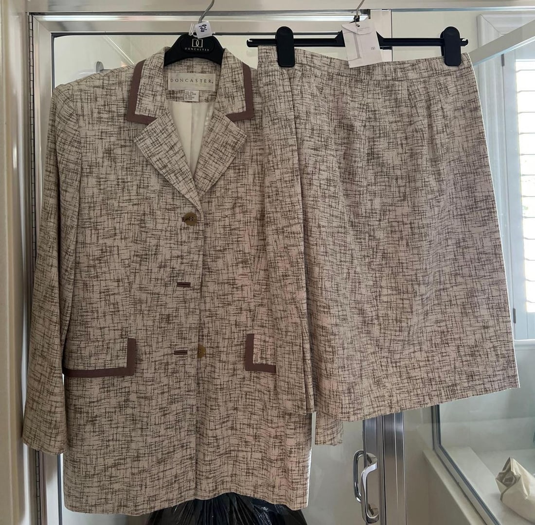 Don Caster Silk Skirt Suit: Don Caster Silk Skirt Suit. Size 8.