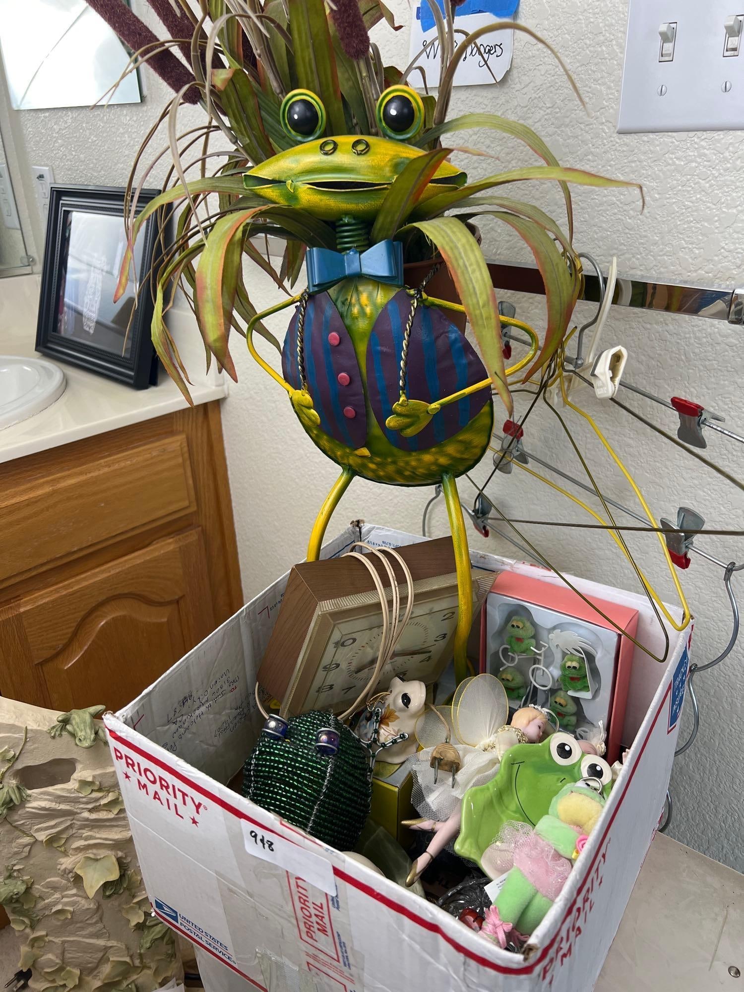 Decorative Items And Frog Themed Collectibles: Decorative items and frog themed collectibles.