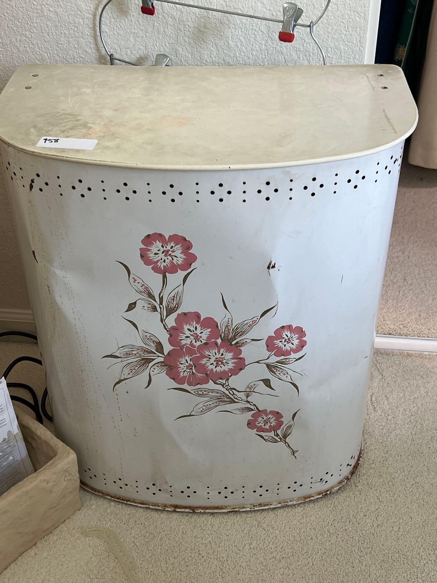 Pair Of Queen Ann Style Wing Back Chairs.: Mid-century metal clothes hamper