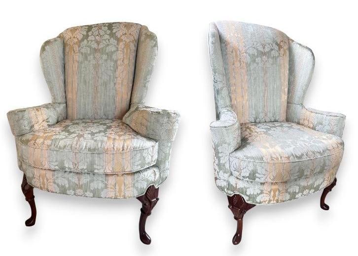 Pair Of Queen Ann Style Wing Back Chairs (1 of 7)