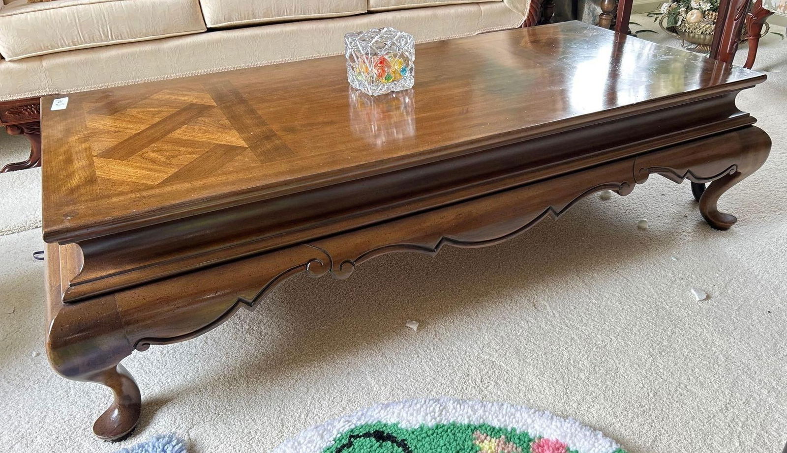 Vintage French Provincial Style Low Table With Parquetry Inlaid Top (1 of 3)