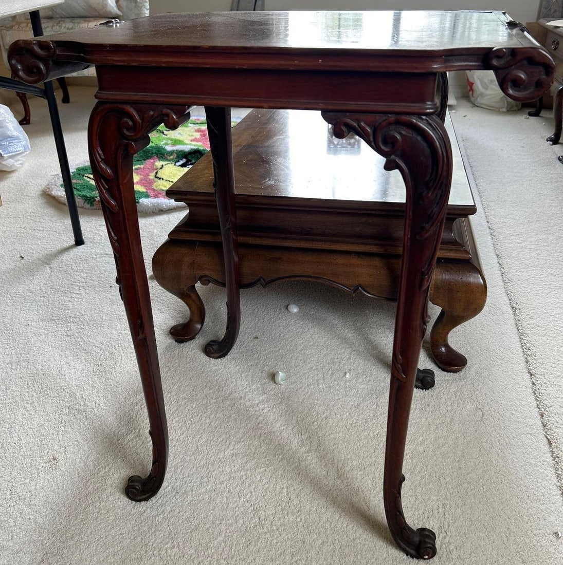 Chippendale Style Carved Mahogany Side Table (1 of 4)