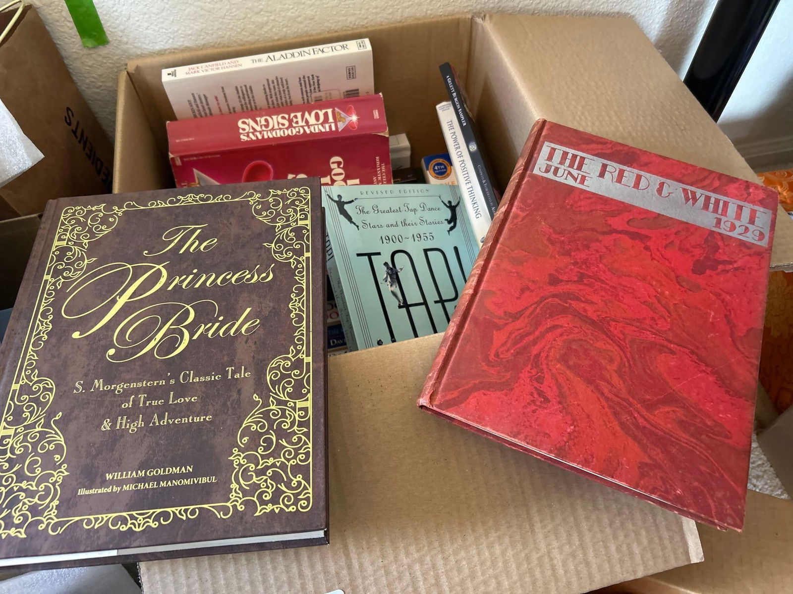 Collection Of Books To Include 1929 High School Yearbook, The Princess Bride, And Many More: Collection of books to include 1929 high school yearbook, the princess bride, and many more.