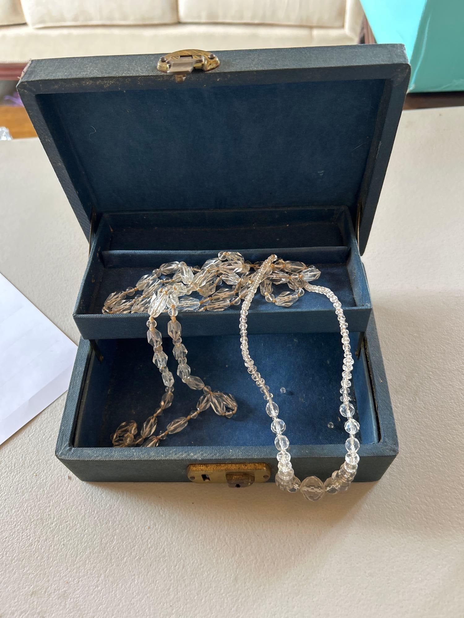 Vintage Jewelry Box With Two Crystal Necklaces (1 of 3)