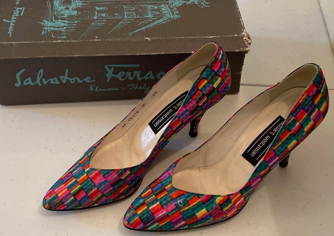 Pair Of Colorful Stewart Weitzman Heeled Shoes, Size 6 1/2 (1 of 3)