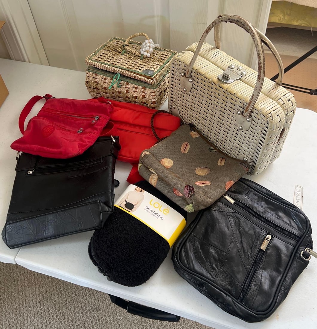 Vintage & Contemporary Purses, Fanny Packs, Sewing Box And Kipling Sling Bag (1 of 6)