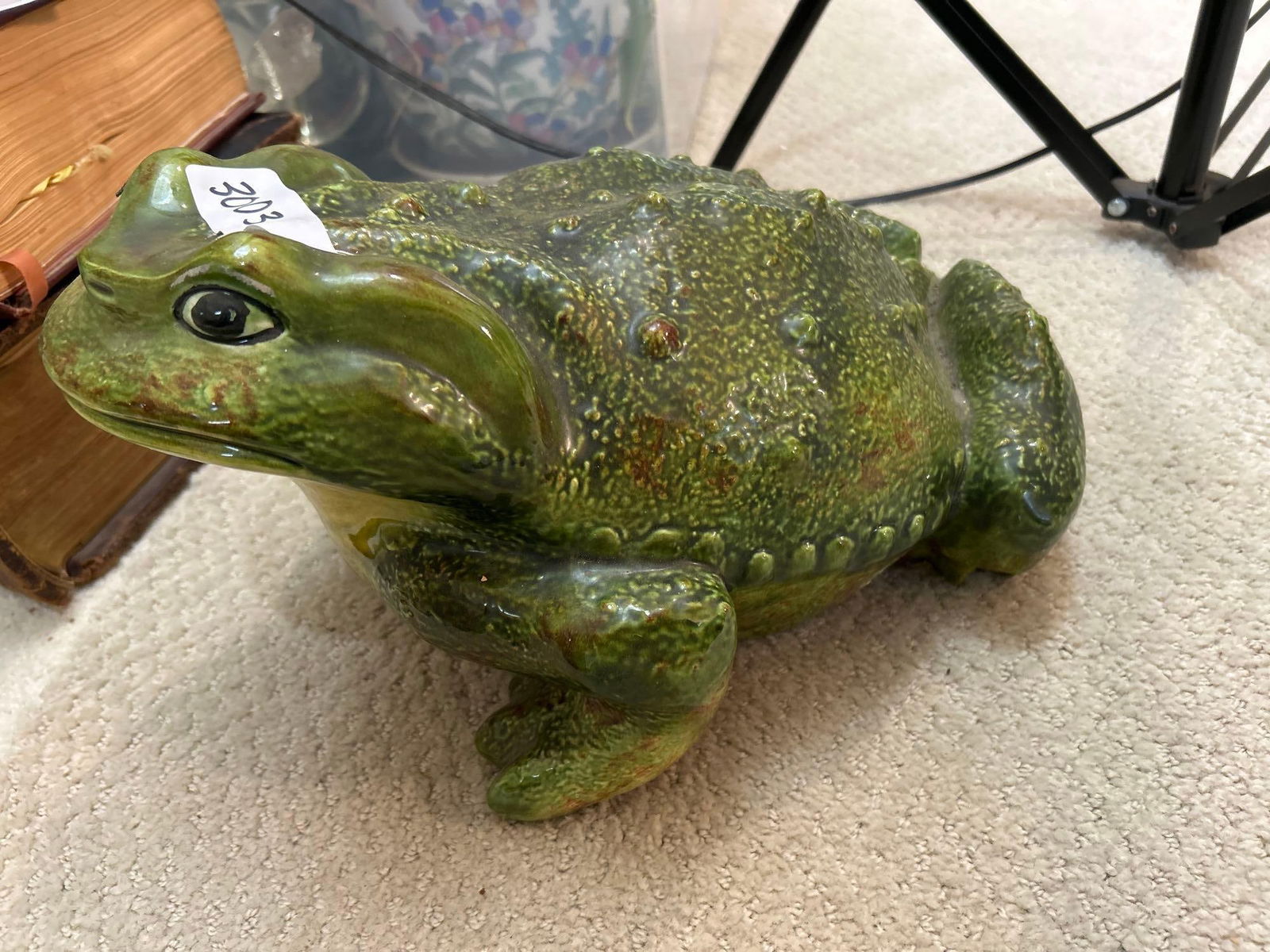 Large Ceramic Frog: Large ceramic frog. Approximately 15 x 9 x 8"