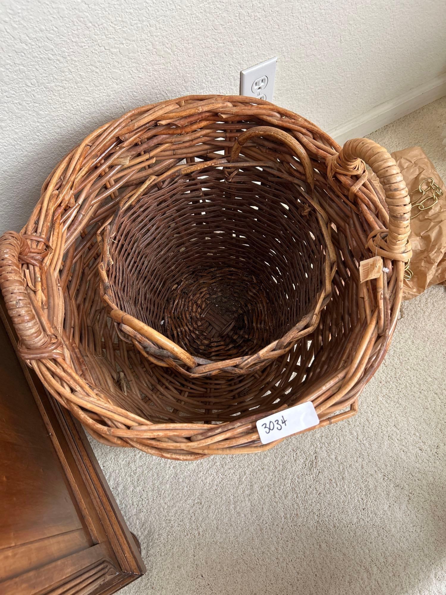 Two Large Rattan Laundry Baskets - 2
