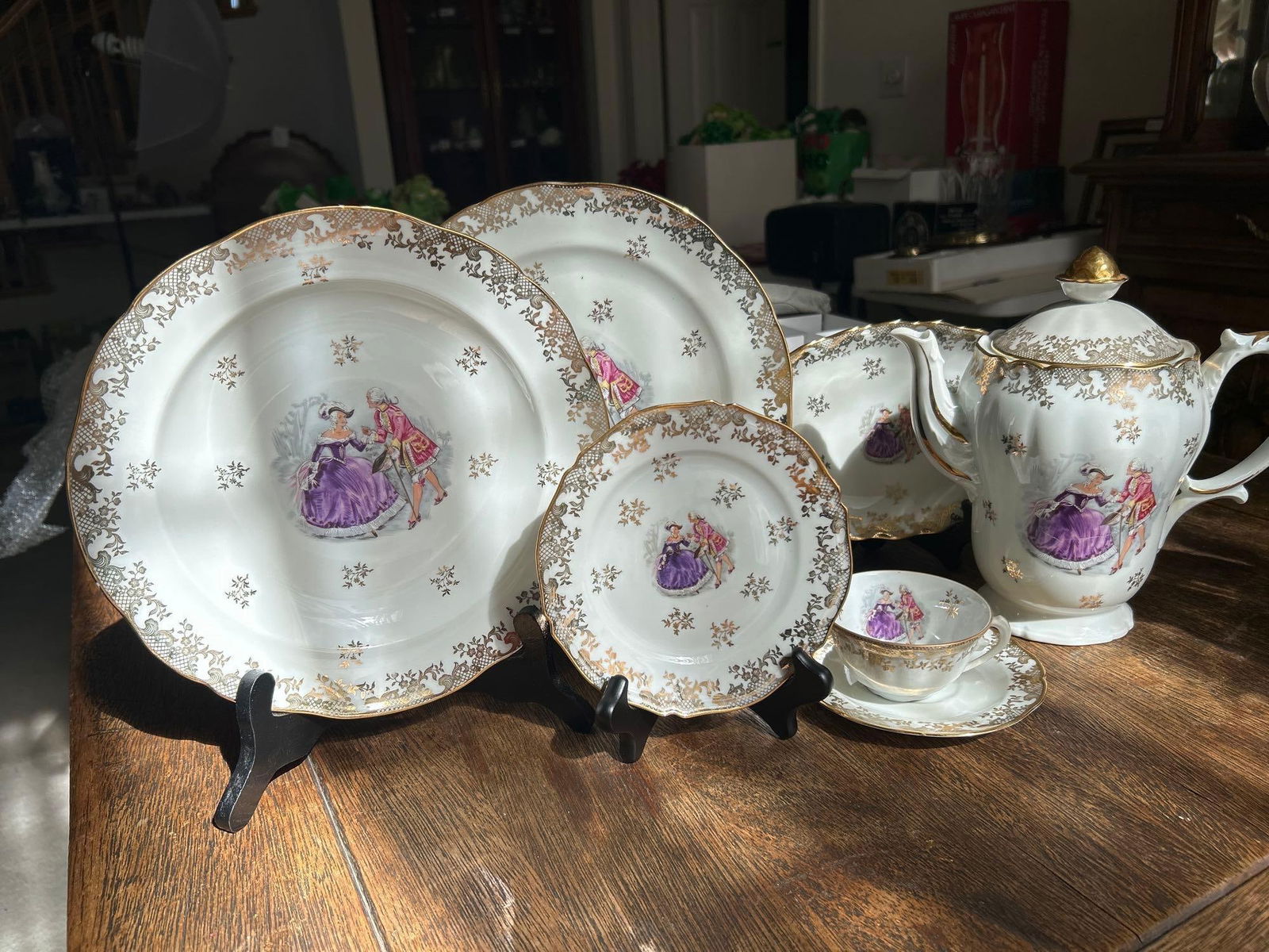 Limoges Ulim Hand Painted Porcelain Table Service: Limoges Ulim Hand painted porcelain table service.