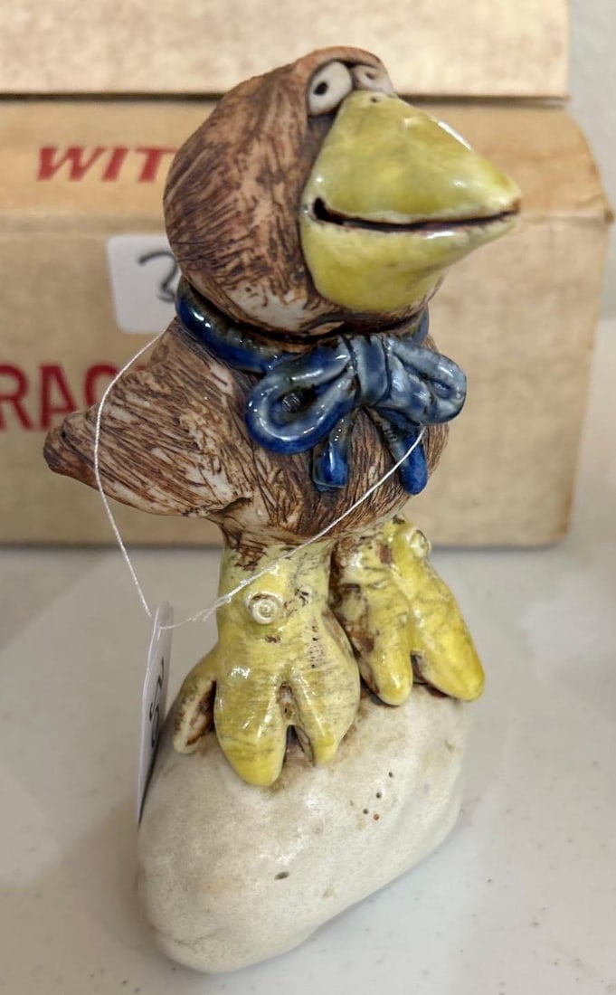 Wild Earth Pottery Figure, Bird On Rock (1 of 4)