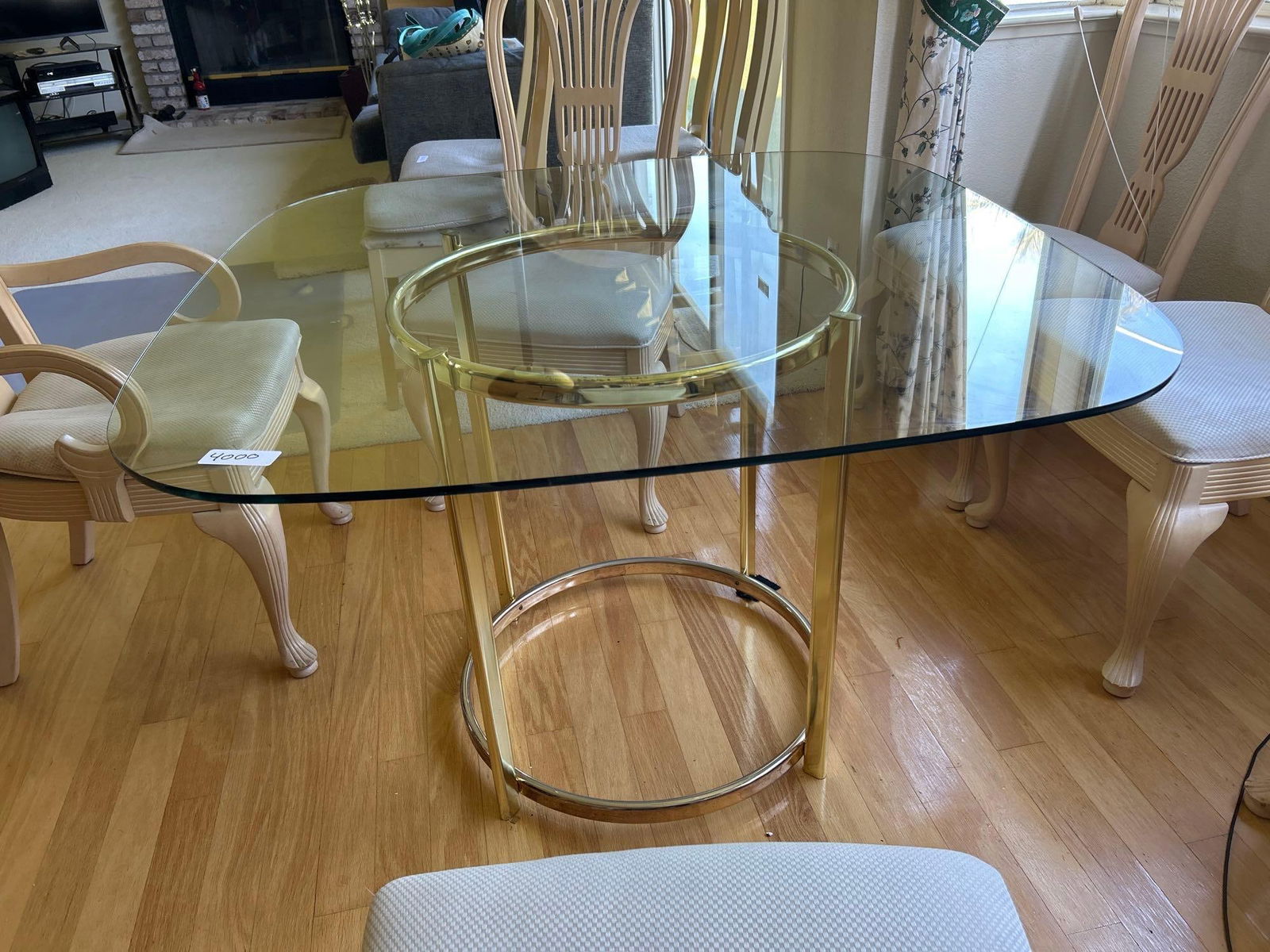 Brass Glass Topped Dining Table (1 of 4)