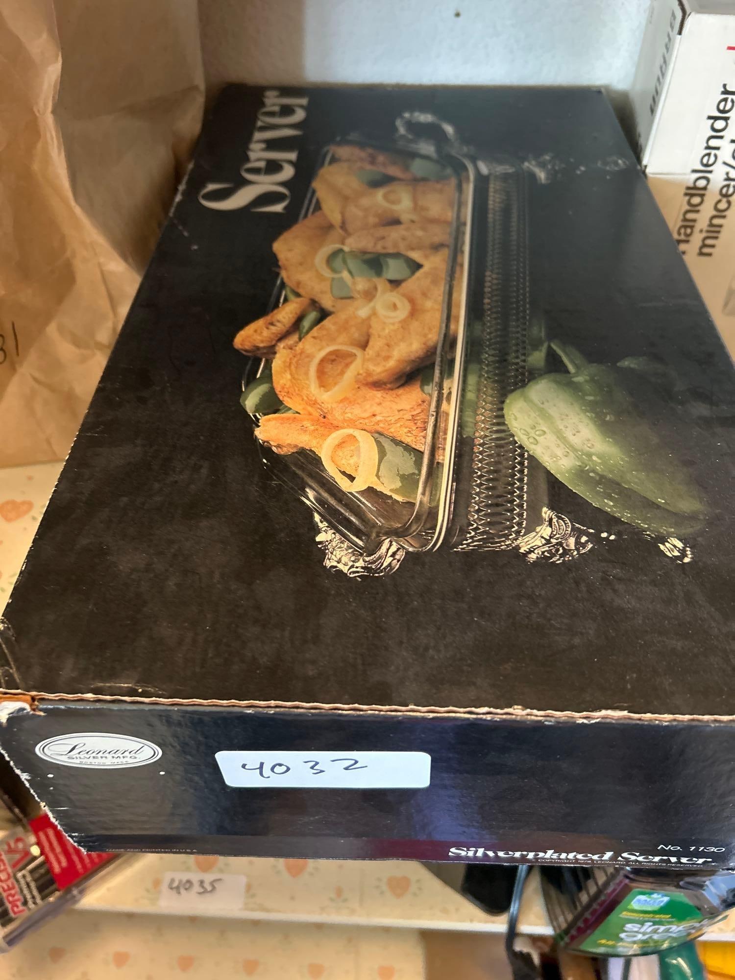 Silver Plated Serving Dish: Silver plated serving dish.