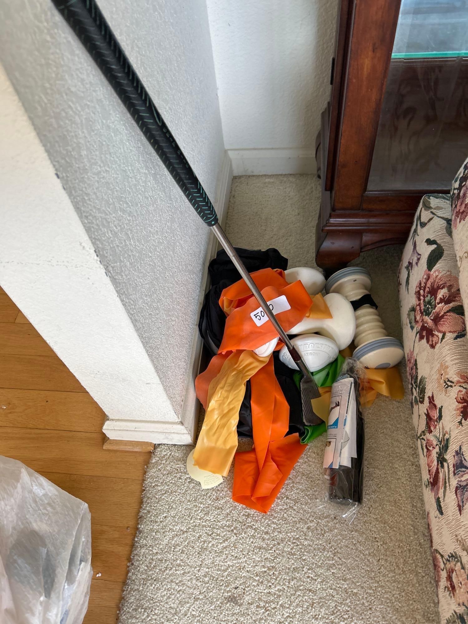 Championship Synchro-Balanced Golf Club, Weights & Resistance Bands: Championship synchro-balanced golf club, weights & resistance bands.