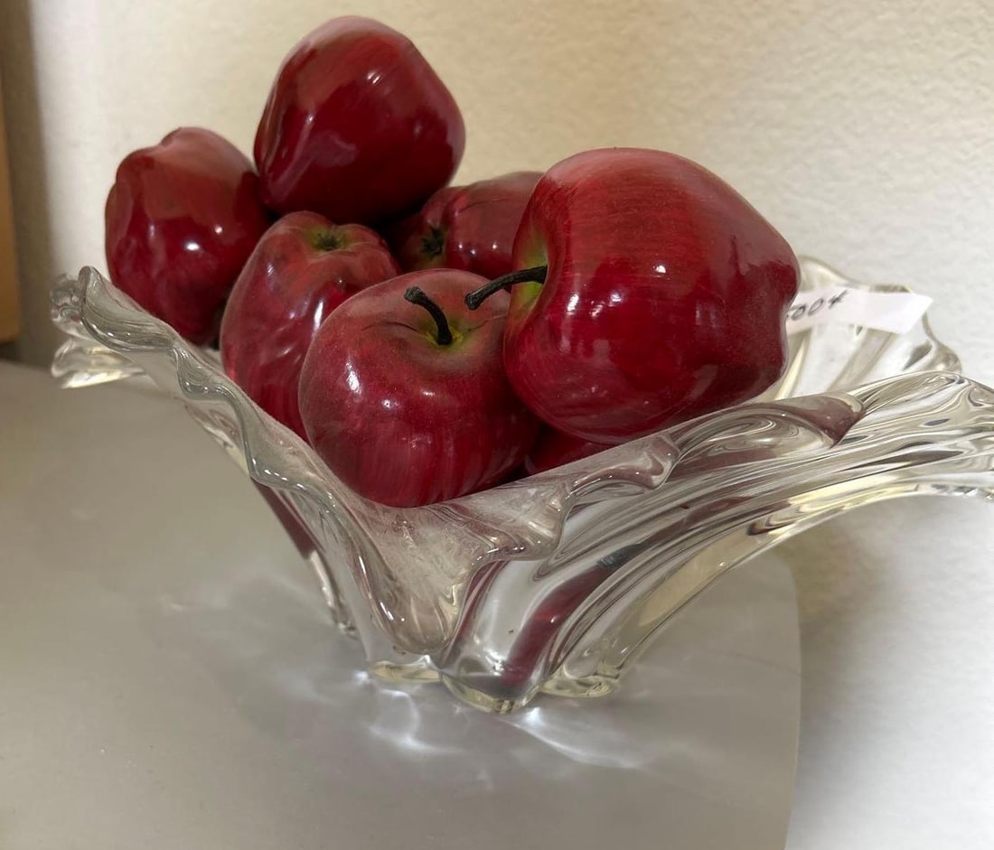 Glass Centerpiece Bowl With Faux Apples (1 of 2)