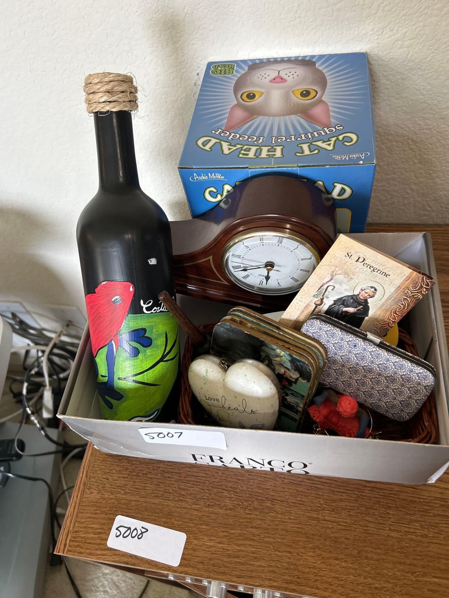 Collectibles, Decor, And Squirrel Feeder: Collectibles, decor, and squirrel feeder.