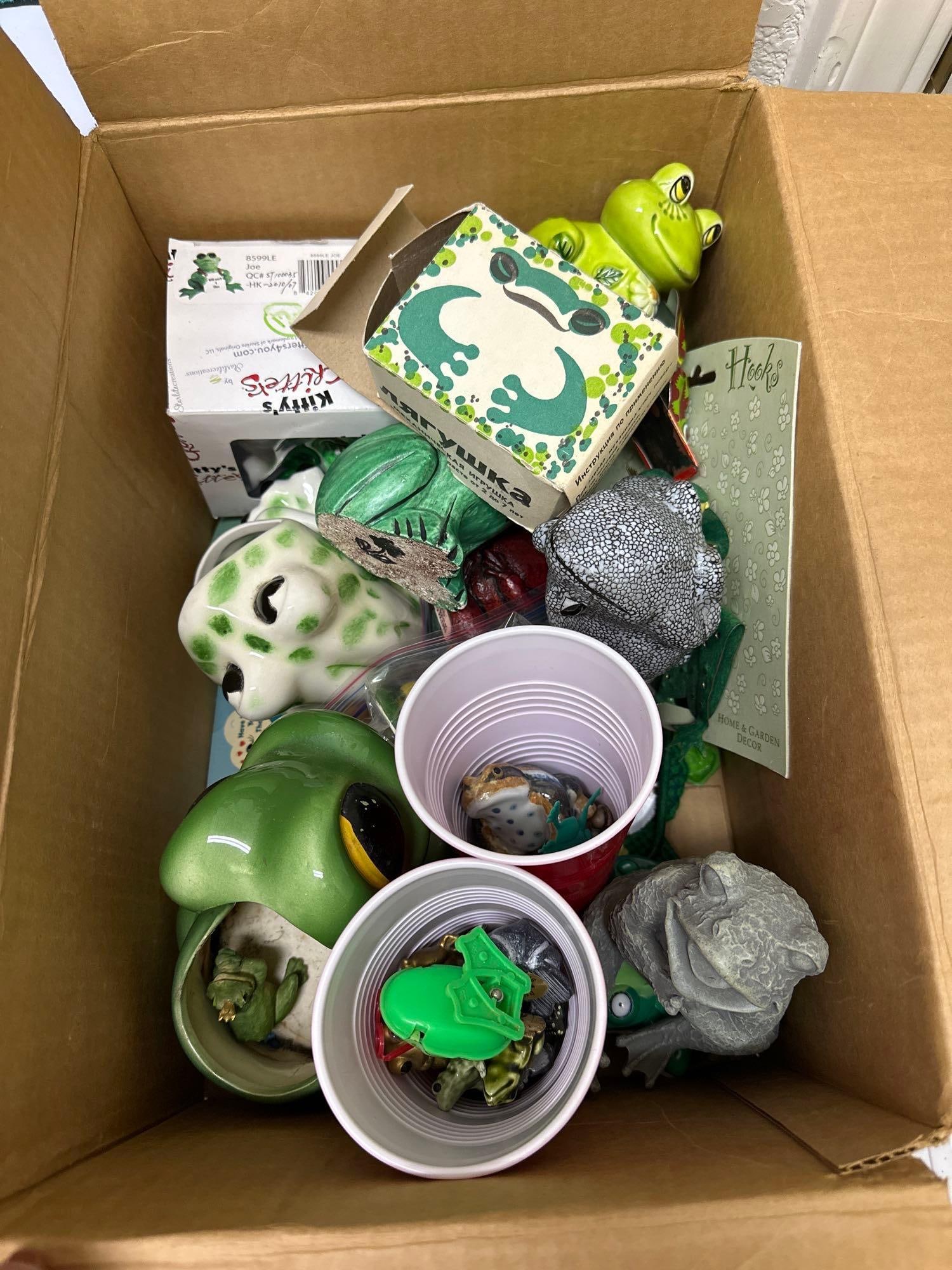 Lot Of Frog Themed Collectibles: Lot of frog themed collectibles.